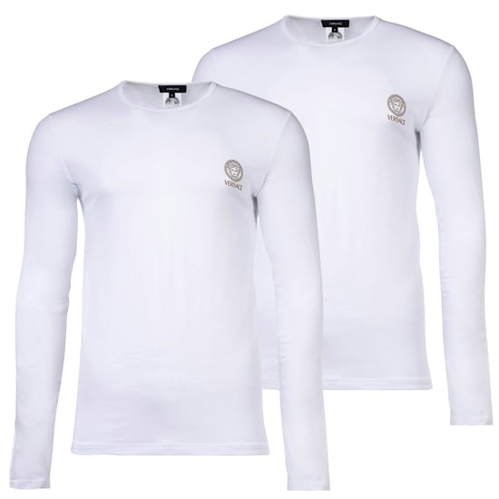 Versace T-Shirt Bi-Pack Jersey Topeka Bi-Stretch Katoen Organisch Nieuw Logo Lange Mouw - Image 1