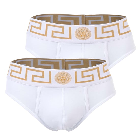 Versace Bi-Pack Jersey Topeka Bi-Stretch Katoen Organisch Nieuw Logo Slip - Image 1