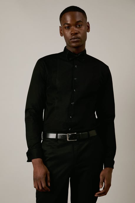 Black Wing Collar Dress Shirt - Image 1