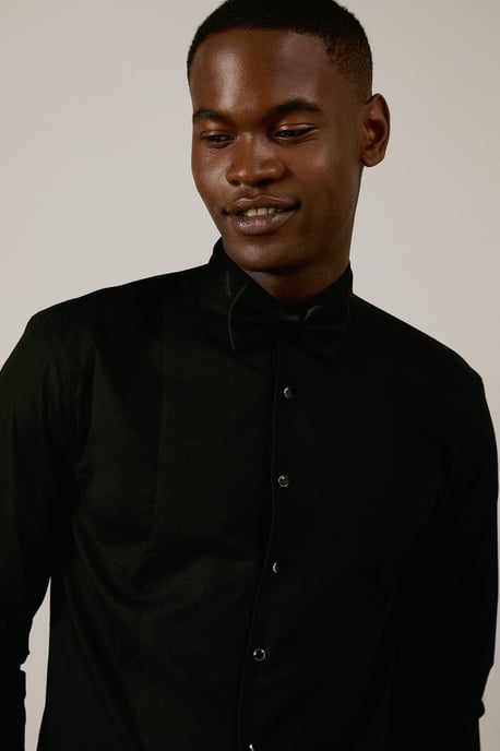 Black Wing Collar Dress Shirt - Image 4