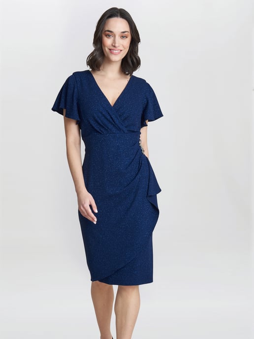 Glenda Metallic Midi Dress With Embellishment - Image 1