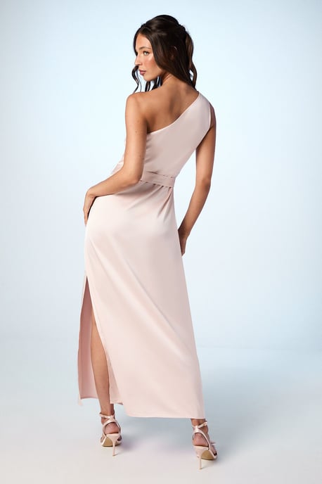 One Shoulder Satin Maxi Bridesmaid Dress - Image 3