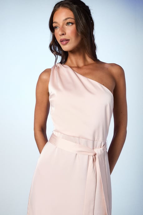 One Shoulder Satin Maxi Bridesmaid Dress - Image 4