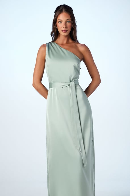 One Shoulder Satin Maxi Bridesmaid Dress - Image 2