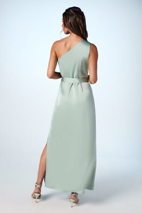 One Shoulder Satin Maxi Bridesmaid Dress - Image 3
