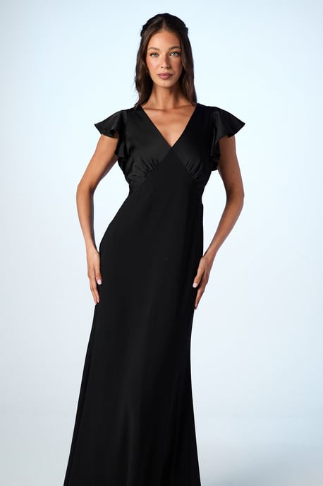 Coast Honoured V Neck Angel Short Sleeve Satin Maxi Bridesmaid Dress - Image 2