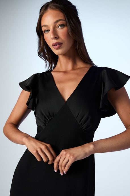 Coast Honoured V Neck Angel Short Sleeve Satin Maxi Bridesmaid Dress - Image 4