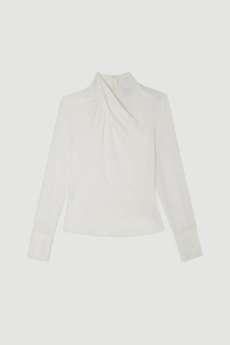 Jersey And Georgette Mix High Neck Top - Image 4