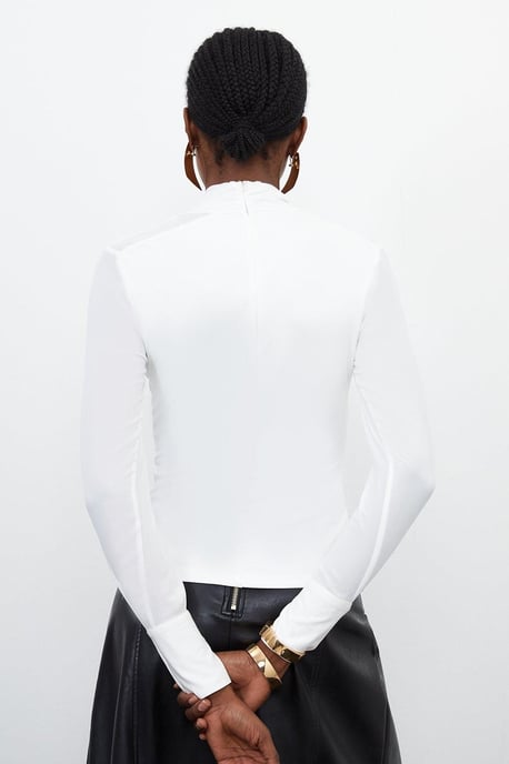 Jersey And Georgette Mix High Neck Top - Image 5