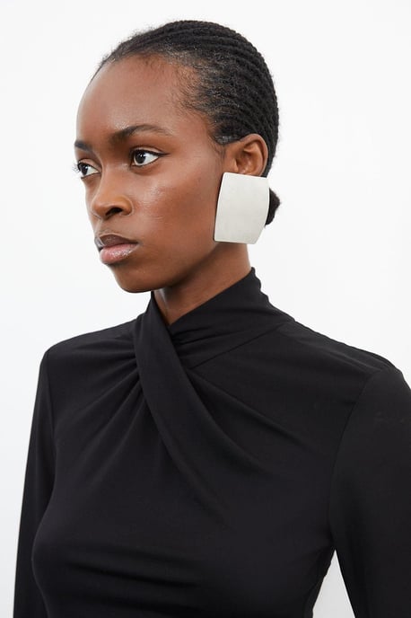 Jersey And Georgette Mix High Neck Top - Image 2