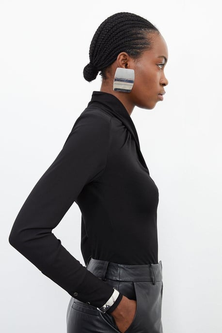 Jersey And Georgette Mix High Neck Top - Image 3
