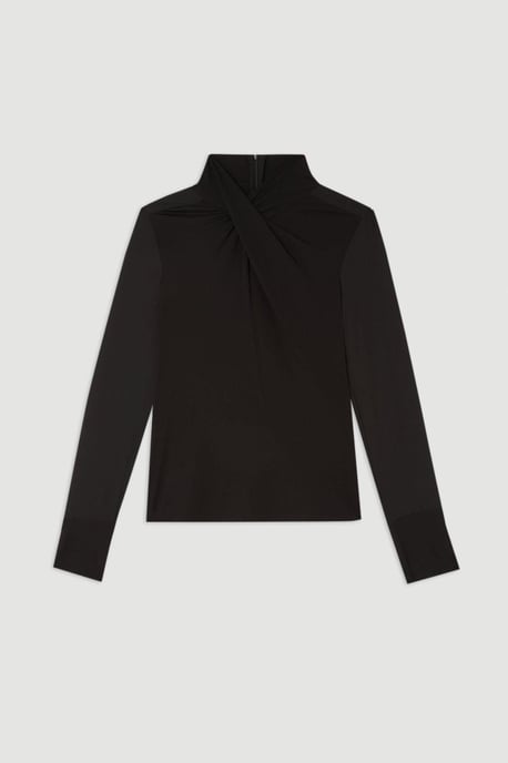 Jersey And Georgette Mix High Neck Top - Image 4