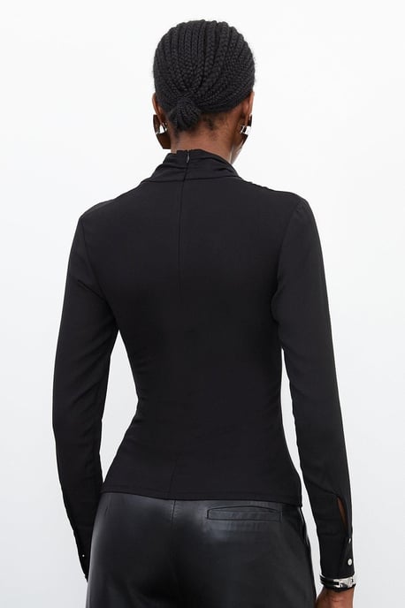 Jersey And Georgette Mix High Neck Top - Image 5