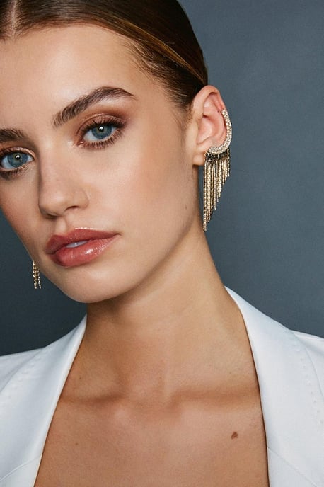 Gold Drop Ear Cuff Earrings - Image 1