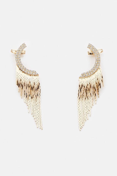 Gold Drop Ear Cuff Earrings - Image 2