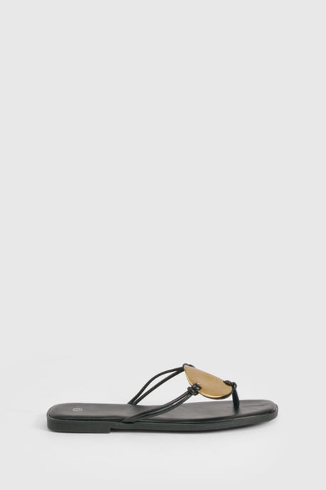 Metal Trim Detail Flat Sandals - Image 3