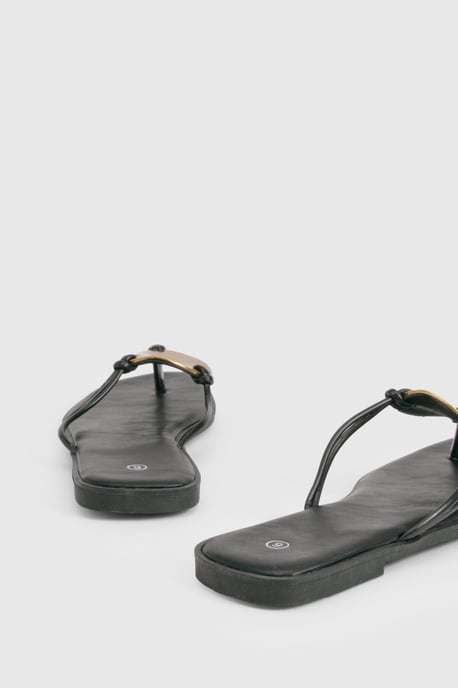 Metal Trim Detail Flat Sandals - Image 4