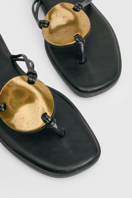 Metal Trim Detail Flat Sandals - Image 5
