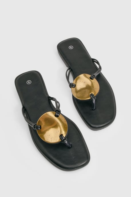 Metal Trim Detail Flat Sandals - Image 6
