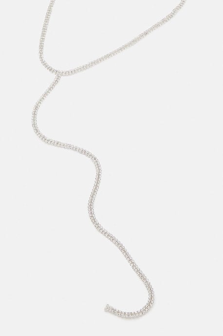 Silver Plated Diamante Drop Necklace - Image 3