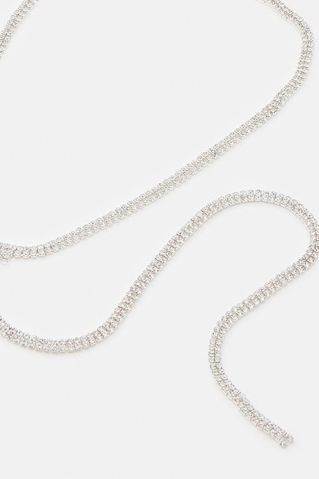 Silver Plated Diamante Drop Necklace - Image 4