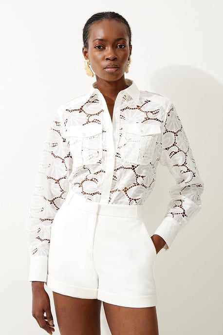Cotton Cutwork Woven Shirt - Image 1
