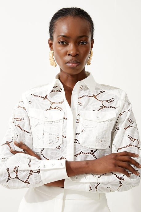 Cotton Cutwork Woven Shirt - Image 2