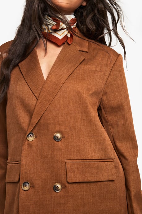 Tailored Linen Look Double Breasted Blazer - Image 4