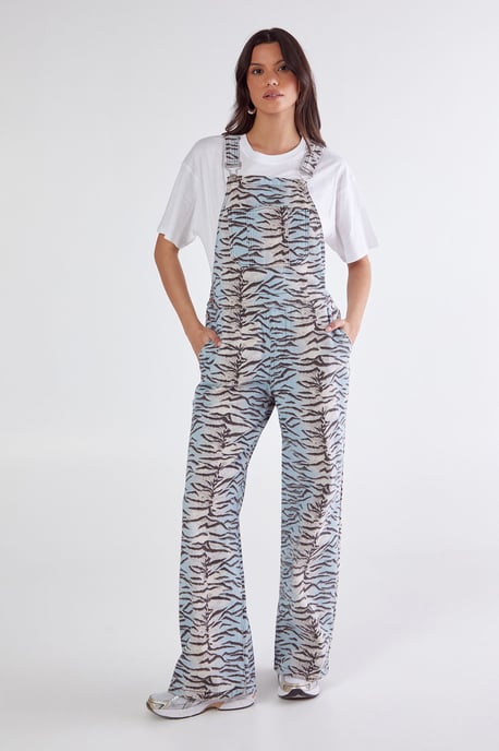 Denim Tiger Print Dungarees - Image 4