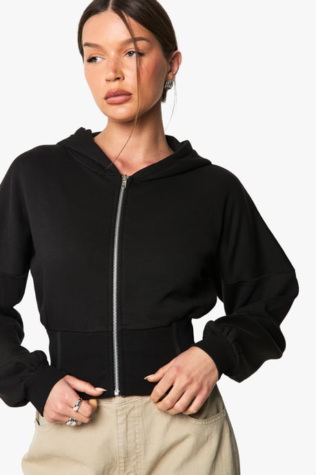 Corset Balloon Sleeve Cropped Hoodie - Image 3