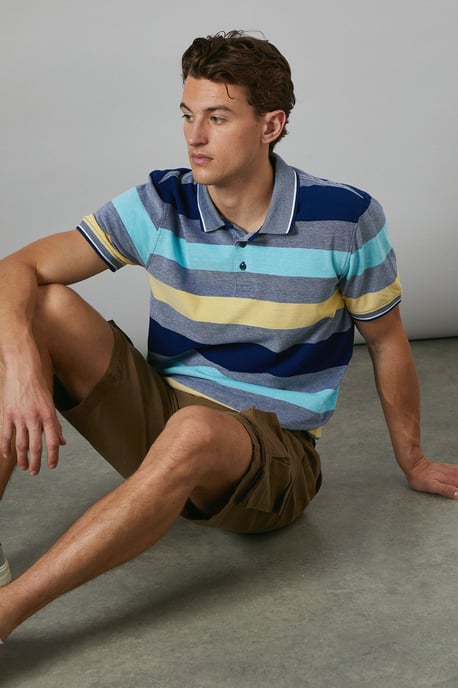 Yellow Barbados Stripe Polo Shirt - Image 1