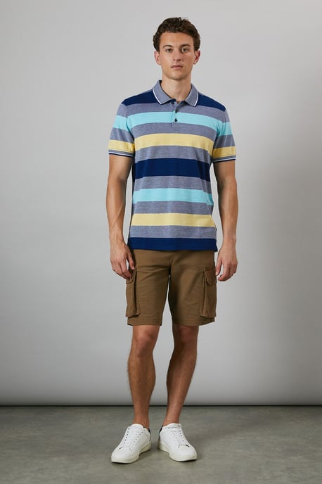 Yellow Barbados Stripe Polo Shirt - Image 3