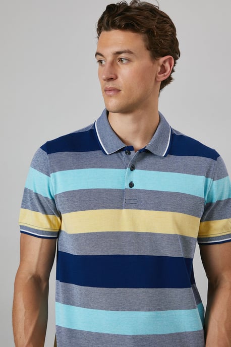 Yellow Barbados Stripe Polo Shirt - Image 5