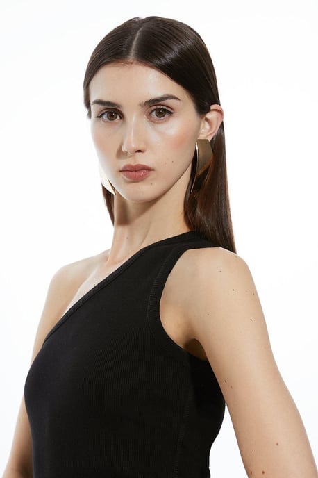 Compact Jersey Rib Asymmetrical Top - Image 2