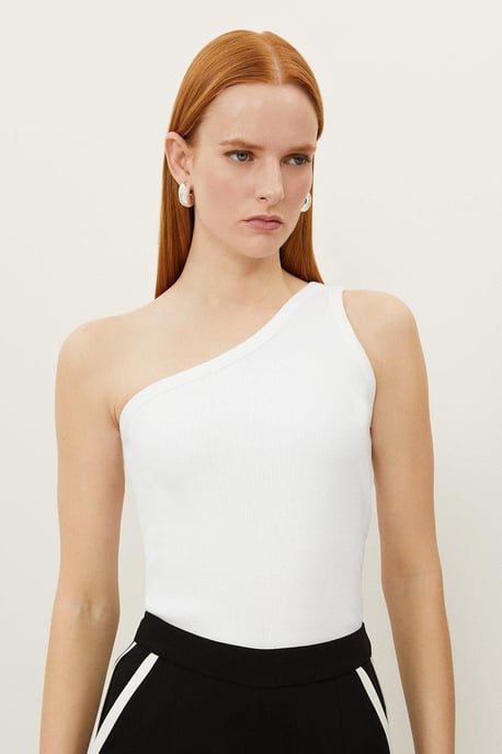 Compact Jersey Rib Asymmetrical Top - Image 1