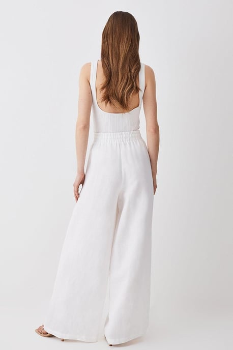 Linen Wide Leg Woven Trouser - Image 3