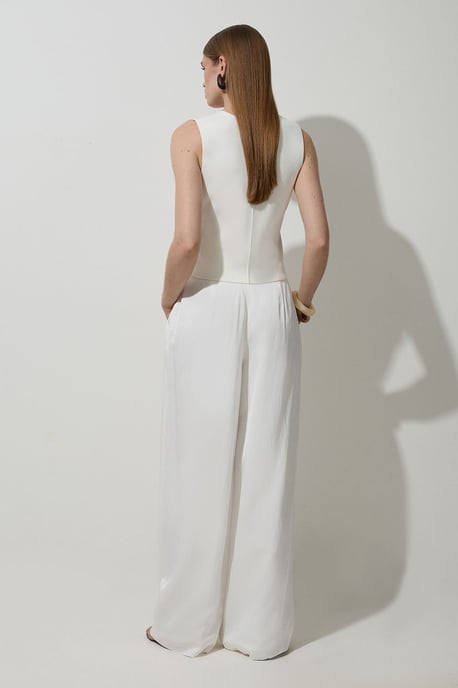 Petite Tailored Viscose Linen Wide Leg Trouser - Image 5