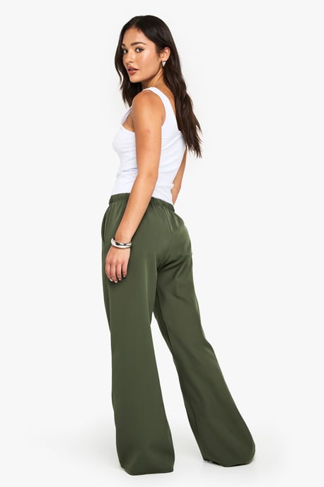 Petite Woven Elasticated Waist Straight Leg Trousers - Image 2