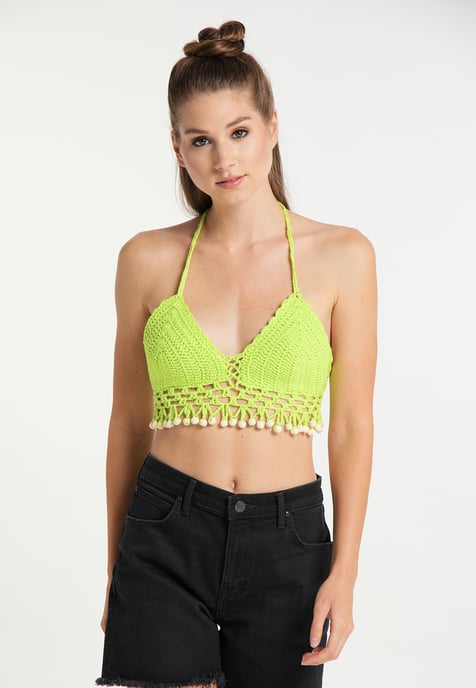 Mymo gehaakt topje Dames neongroen - Image 3