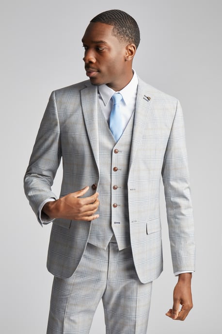 Agate Taupe Blue Check Jacket - Image 1