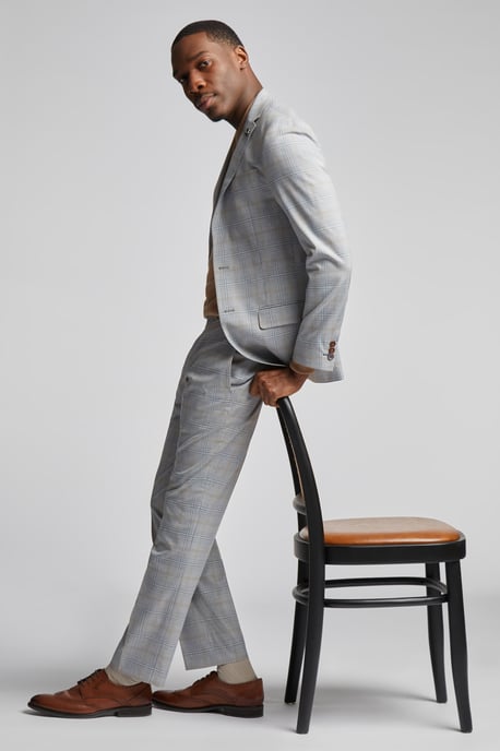 Agate Taupe Blue Check Jacket - Image 4