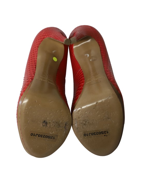 Nicholas Kirkwood Snakeskin Embossed Platform High Heel Pumps in Red Patent Leather - Image 5