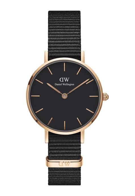 Daniel Wellington DW00100247 Ladies Petite Black Cornwall Rose Gold 28mm Watch - Image 1