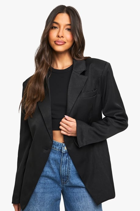 Woven Tailored Cinched Blazer - Image 1