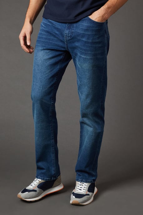 Blue Wash Stretch Straight Fit Jeans - Image 2