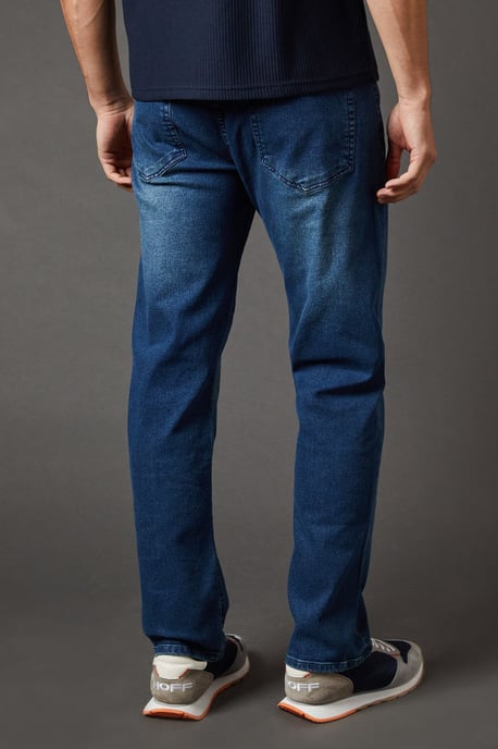 Blue Wash Stretch Straight Fit Jeans - Image 3