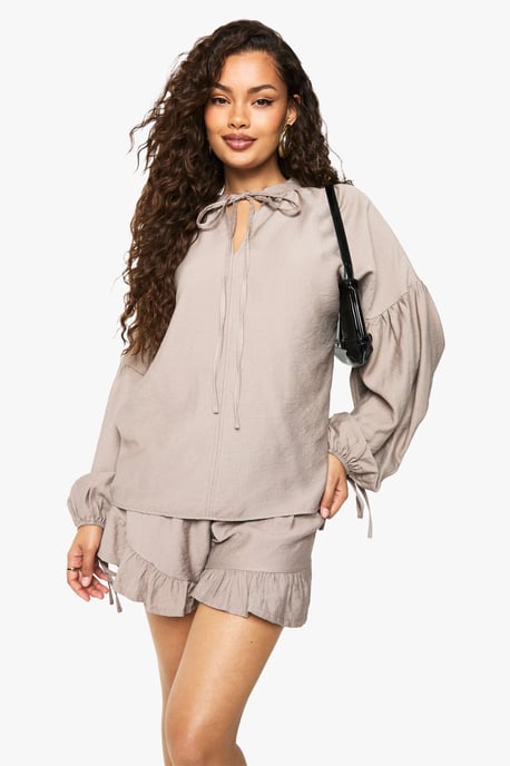 Linen Frill Sleeve Blouse - Image 1