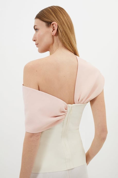 Figure Form Bandage Knit Asymmetric Strap Top - Image 5