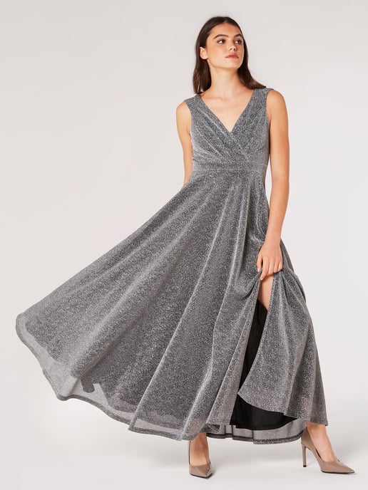 Apricot Shimmer Wrap Maxi Dress - Image 1