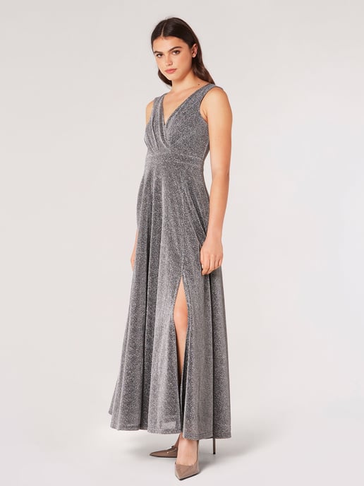Apricot Shimmer Wrap Maxi Dress - Image 2